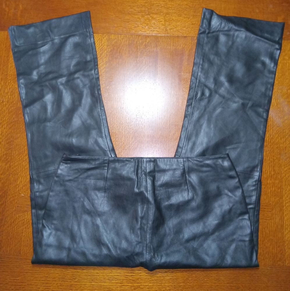 MODA BLACK LEATHER PANTS SZ 16 - Picture 5 of 6